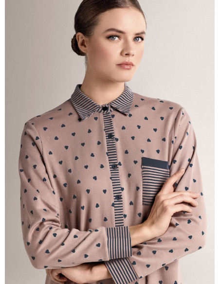 Shirt-collar open-front nightdress - ADORE