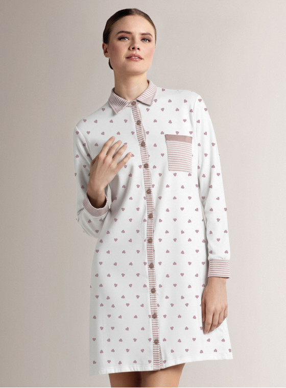 Shirt-collar open-front nightdress - ADORE