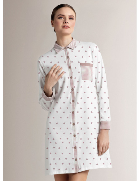 Camicia da notte aperta collo camicia - ADORE