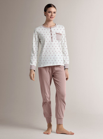 Cotton grandad pyjamas with long-sleeve top and long trousers with cuffs 2