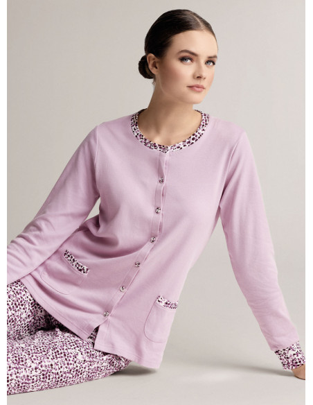 Round-neck open-front pyjamas - CLUB