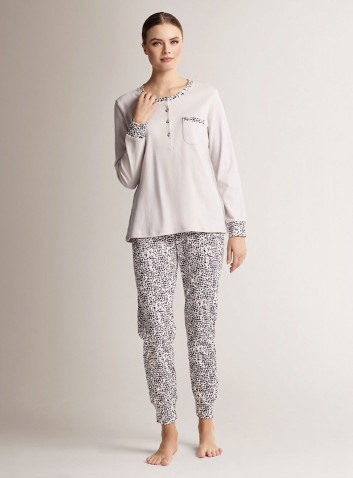 Cotton grandad pyjamas with long-sleeve top and long trousers with cuffs