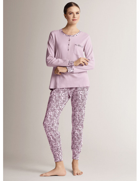 Cotton grandad pyjamas with long-sleeve top and long trousers with cuffs