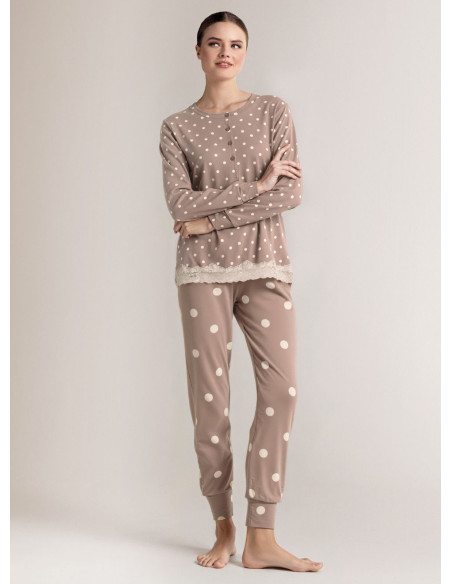 Cotton grandad pyjamas with long-sleeve top and long trousers with cuffs