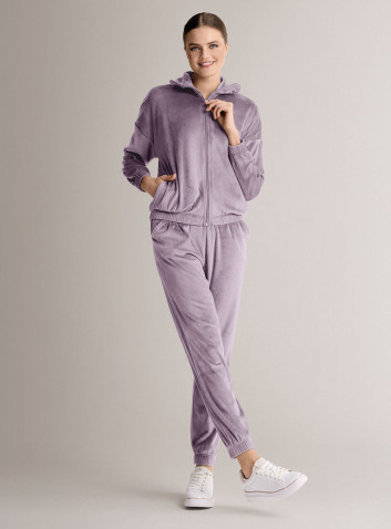 Tuta full zip in velour morbido e luminoso con felpa a maniche lunghe e pantalone lungo con polsi 2
