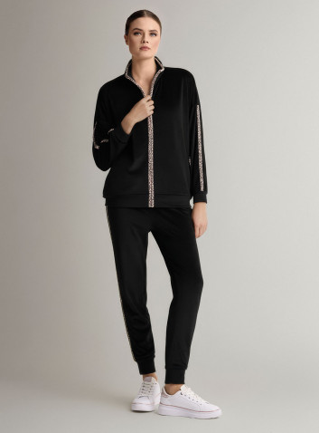 Full-zip loungesuit in soft velour with a smooth sheen with long-sleeve top and long trousers with cuffs 2