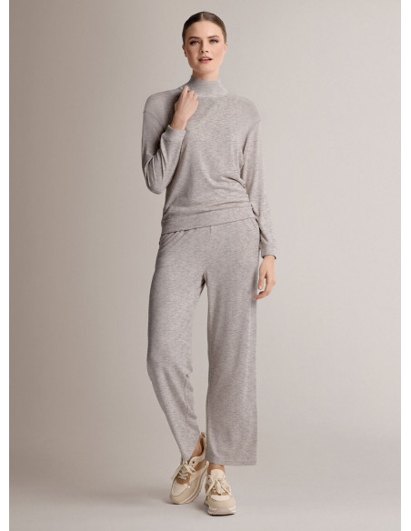 Turtleneck loungesuit in soft and comfortable knit with long-sleeve top and long straight-leg trousers